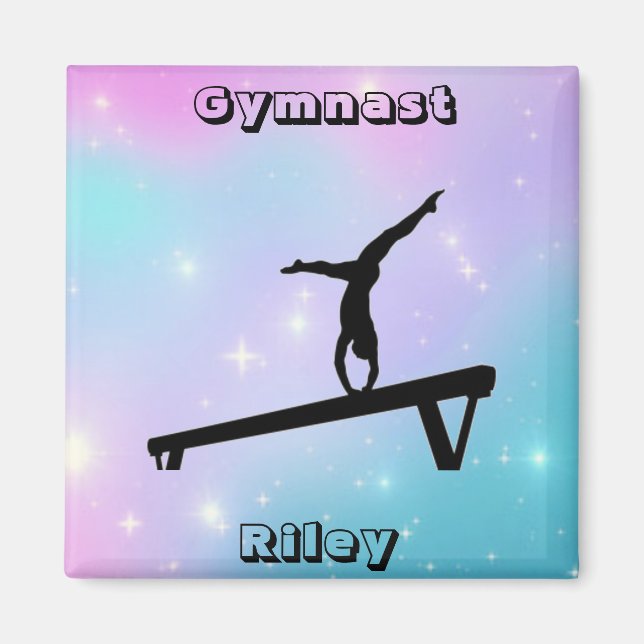 Girls Gymnast Gymnastik Balance Beam Magnet (Vorne)