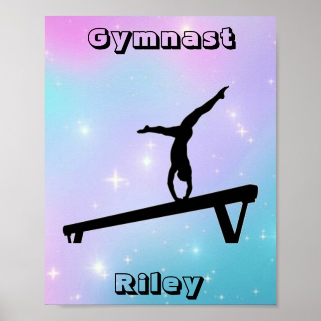 Girls Gymnast Gymnastik Balance Beam Poster (Vorne)