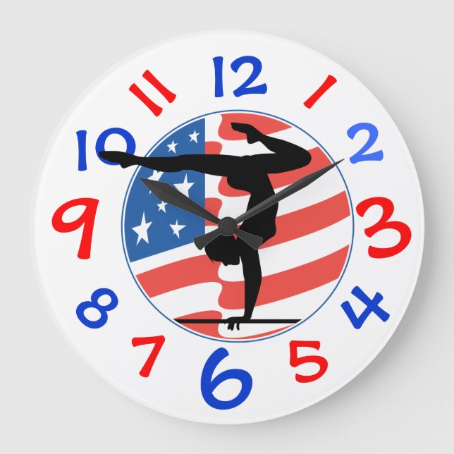 Girl's Gymnastic Clock Große Wanduhr (Vorderseite)