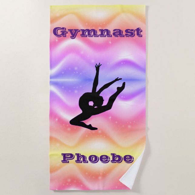 Girls Gymnastics Beach Serviette avec son nom! (Devant)