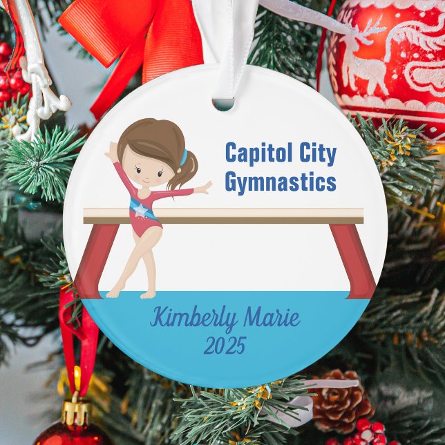 Girls Gymnastics Cute Personalized Gymnast Ornament (Von Creator hochgeladen)