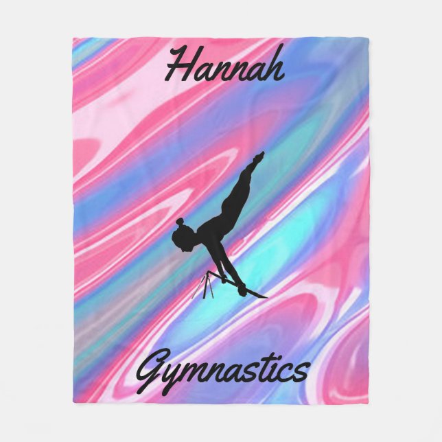 Girls Gymnastics Fleece Blanket mit Namen (Vorderseite)