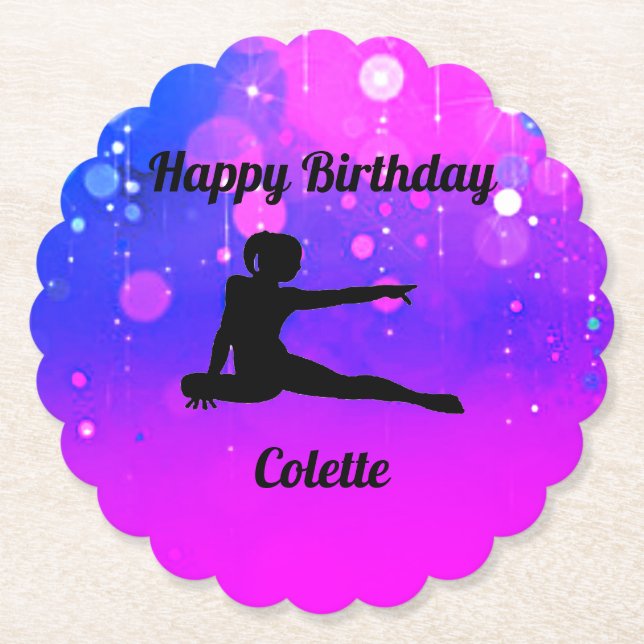 Girls Gymnastics Happy Birthday Paper Untersetzer (Vorderseite)