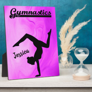 Girls Gymnastics Purple Swirl Personalized Fotoplatte