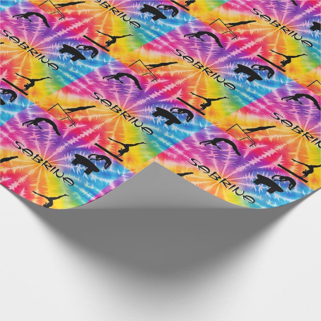 Girls Gymnastics Rainbow Krawatte Dye Geschenkpapier (Ecke)