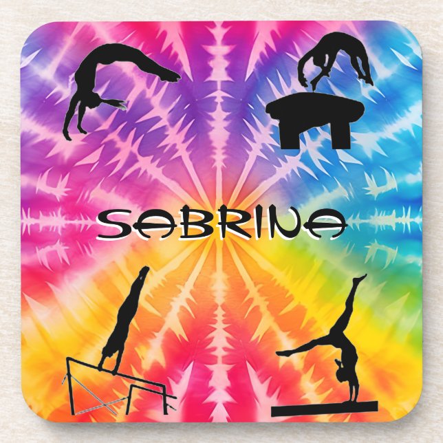Girls Gymnastics Rainbow Krawatte Dye Getränkeuntersetzer (Vorderseite)