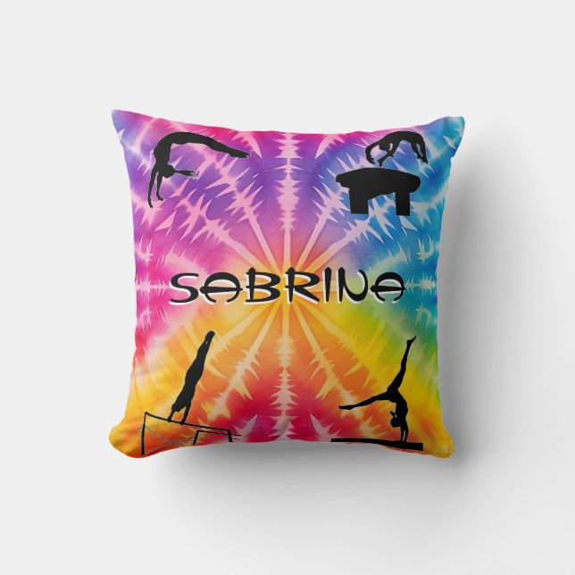 Girls Gymnastics Rainbow Krawatte Dye Kissen (Vorderseite)