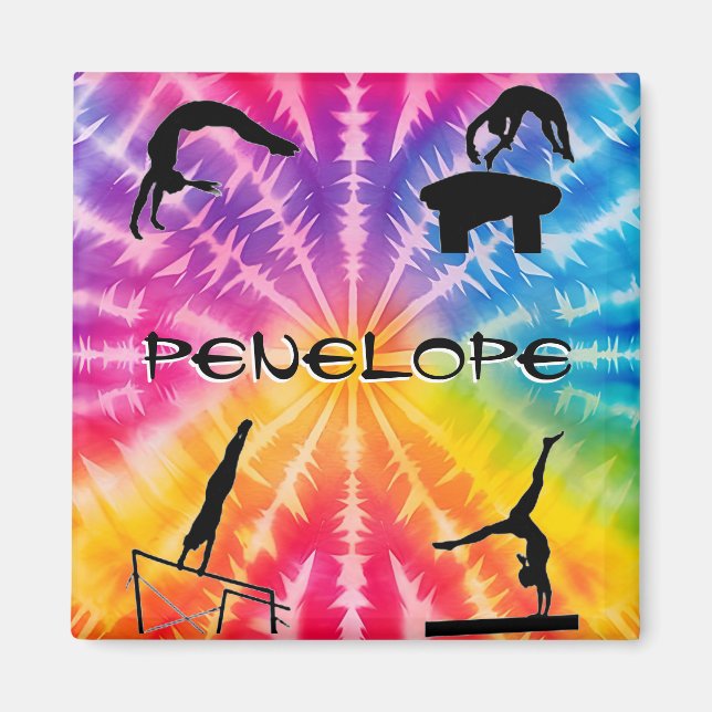 Girls Gymnastics Rainbow Krawatte Dye Magnet (Vorne)