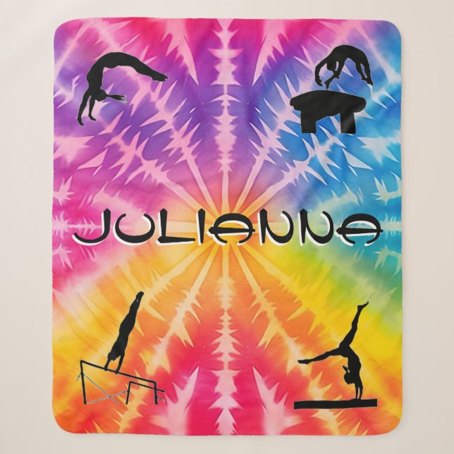 Girls Gymnastics Rainbow Krawatte Dye Sherpadecke (Vorderseite)