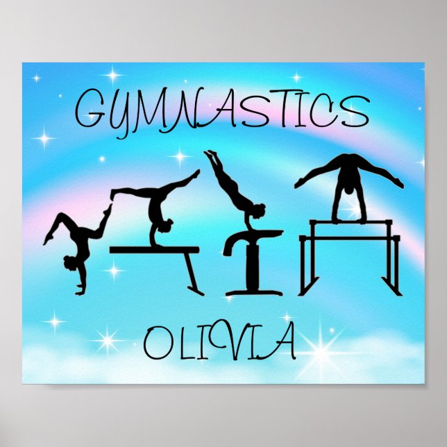 Girls Gymnastics Rainbow Wirbel Poster (Vorne)