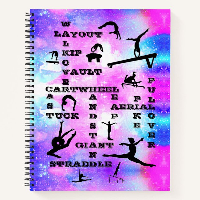 Girls Gymnastics SpiralNotebook mit ihrem Namen Notizbuch (Vorderseite)