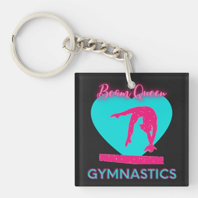 Girls Gymnastik Beam Queen doppelseitig Schlüsselanhänger (Vorderseite)