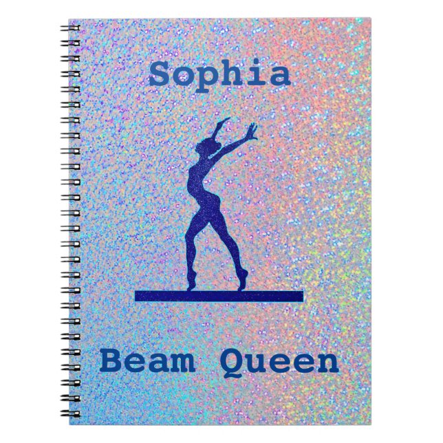 Girls Gymnastik Beam Queen Spiral Foto Notebook Notizblock (Vorderseite)