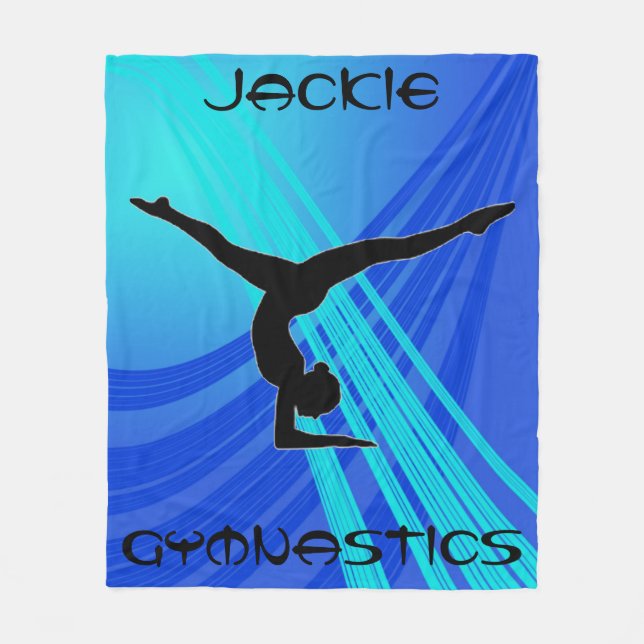 Girls Gymnastik Blau Abstrakt Fleecedecke (Vorderseite)