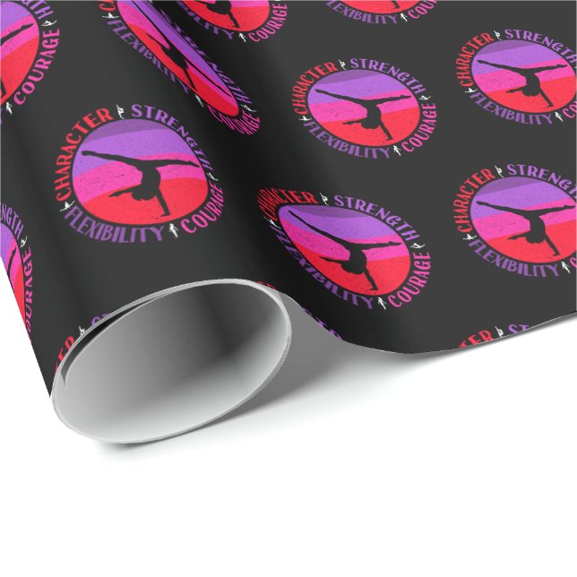Girls Gymnastik Charakterstärke Courage Geschenkpapier (Rolleneckpunkt)