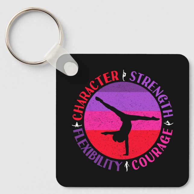 Girls Gymnastik Charakterstärke Courage Schlüsselanhänger (Vorderseite)