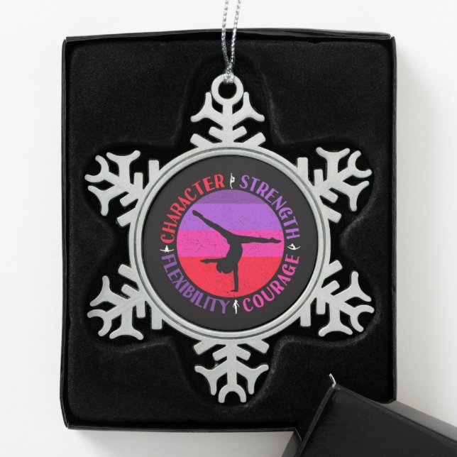 Girls Gymnastik Charakterstärke Courage Schneeflocken Zinn-Ornament (Box)