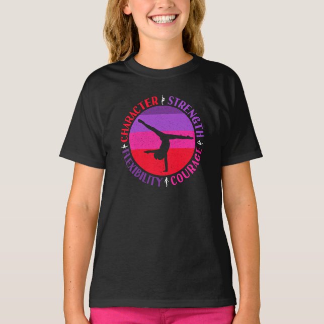 Girls Gymnastik Charakterstärke Courage T-Shirt (Vorderseite)
