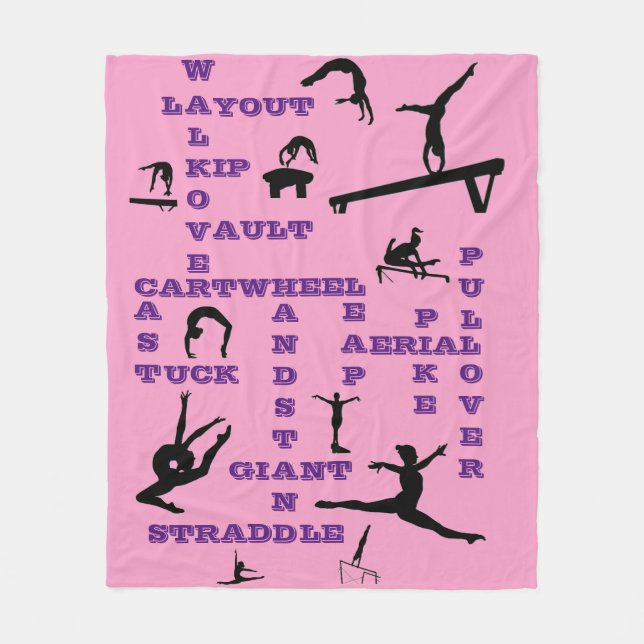 Girls Gymnastik Crossword Fleece Blanket (Vorderseite)