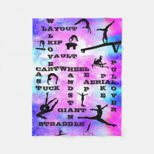 Girls Gymnastik Crosswords Skills Fleece Blanket