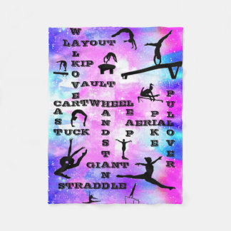 Girls Gymnastik Crosswords Skills Fleece Blanket