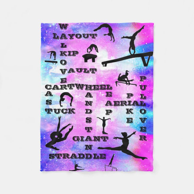 Girls Gymnastik Crosswords Skills Fleece Blanket (Vorderseite)