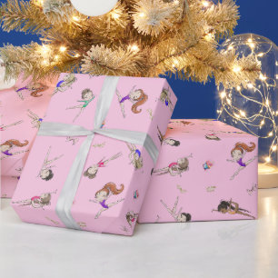 Girls Gymnastik Cupcakes Pattern Pink Geschenkpapier
