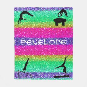 Girls Gymnastik Events Rainbow Sparkle Blanket Fleecedecke