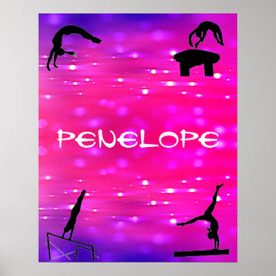 Girls Gymnastik Events Rosa / Lila Poster