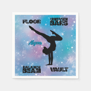 Girls Gymnastik Floor, Bars, Beam, Vault Pastel Serviette