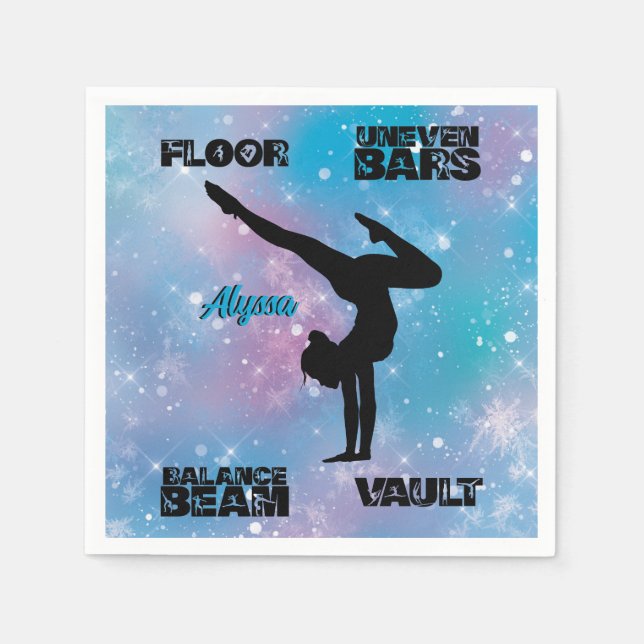 Girls Gymnastik Floor, Bars, Beam, Vault Pastel Serviette (Vorderseite)