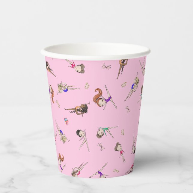 Girls Gymnastik Geburtstagsparty Paper Cups Pappbecher (Vorderseite)
