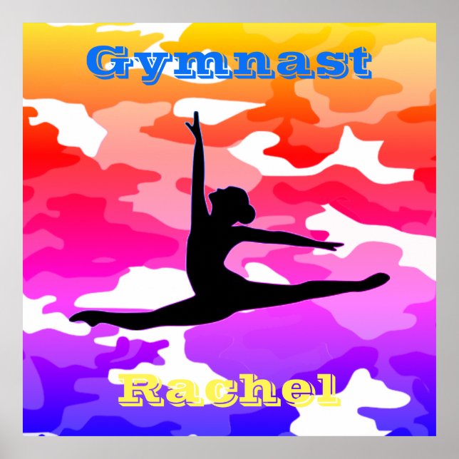 Girls Gymnastik "Gymnast" Rainbow Camouflage Poste Poster (Vorne)
