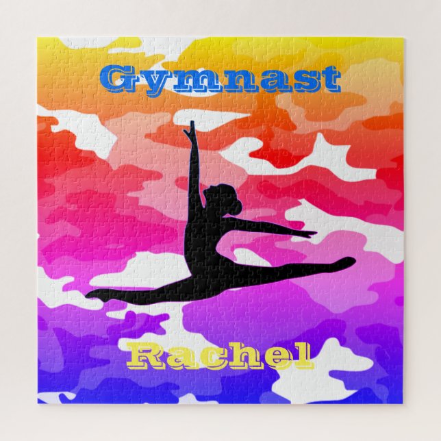 Girls Gymnastik "Gymnast" Rainbow Camouflage Puzzl (Vertikal)