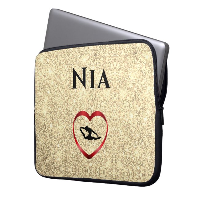 Girls Gymnastik Laptop Sleeve - Personalisierter N (Vorderseite Links)