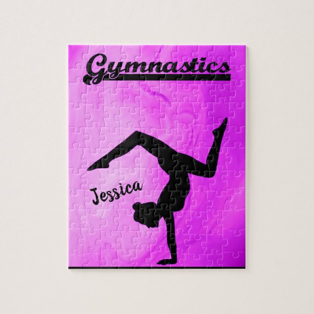 Girls Gymnastik Lila Swirl Personalisiert (Vertikal)