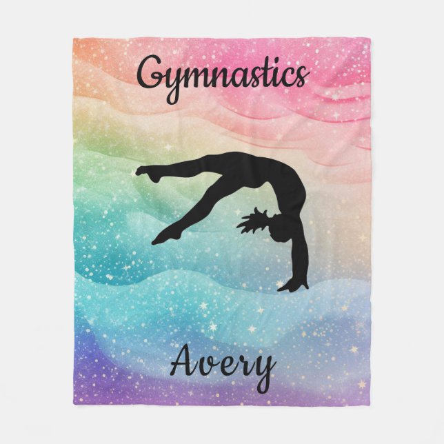 Girls Gymnastik Pastel Rainbow Waves Fleecedecke (Vorderseite)