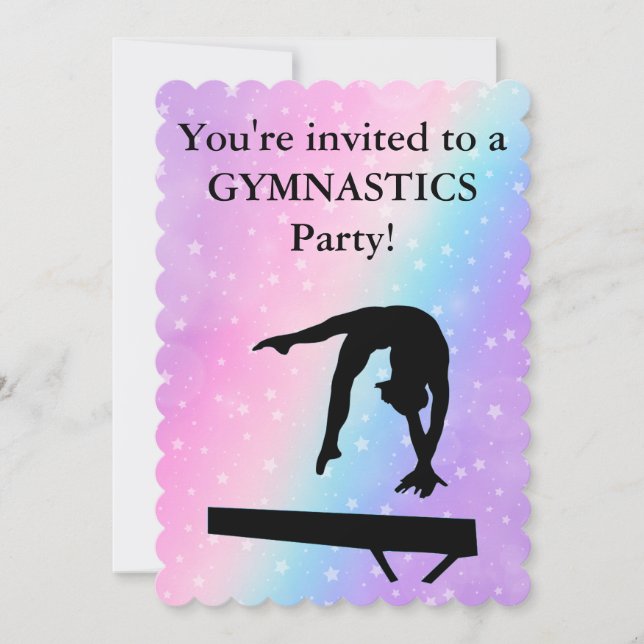 Girls Gymnastik Pastel Stars Geburtstagsparty (Vorderseite)