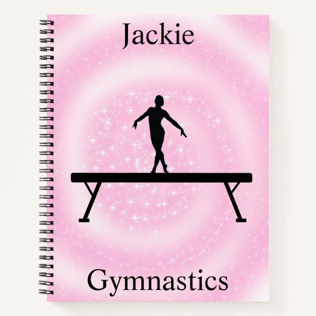 Girls Gymnastik Pink Sparkle Swirl Notebook Notizbuch (Vorderseite)