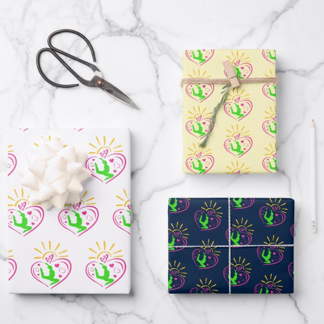 Girls Gymnastik - Sommer Sonnenschein Herz Geschenkpapier Set (Vorderseite)
