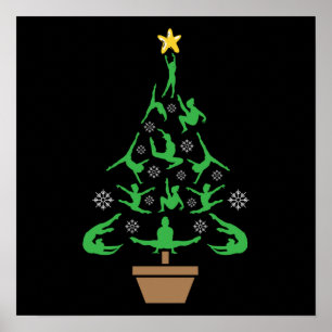 Girls Gymnastik Weihnachtsbaum Poster