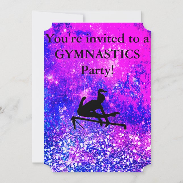Girls Gymnastique Anniversaire Fête Invitation per (Devant)