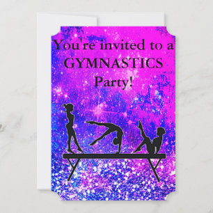 Girls Gymnastique Anniversaire Fête Invitation per