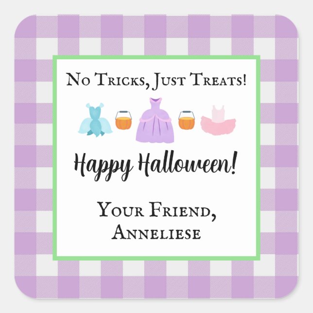 Girls Halloween-Geschenkanhänger Quadratischer Aufkleber (Vorderseite)