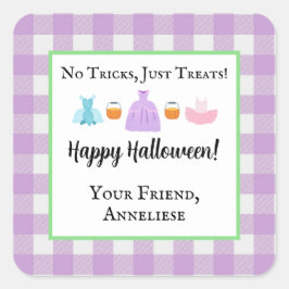 Girls Halloween-Geschenkanhänger Quadratischer Aufkleber