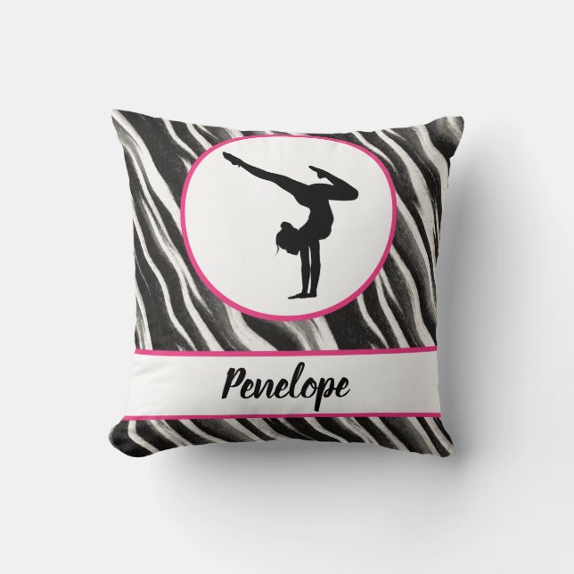Girls Handstand Zebra Print Imitate Fur Kissen (Vorderseite)