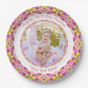 Girls Happy Birthday Summer Pink Star Custom Age Pappteller