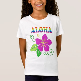 Girls Hawaiian Hibiskus Blume T - Shirt
