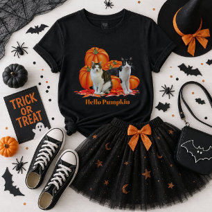 Girls Hello Pumpkin Fall Style mit Cats Gray Tri-Blend Shirt