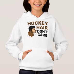 Girls Hockey Hair Keine Sorge Brünett Hoodie